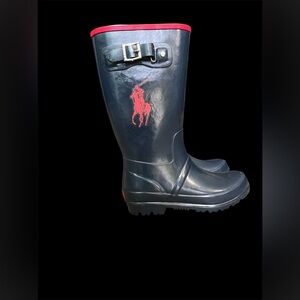 Polo by Ralph Lauren Black and Red Kids Rain Boots